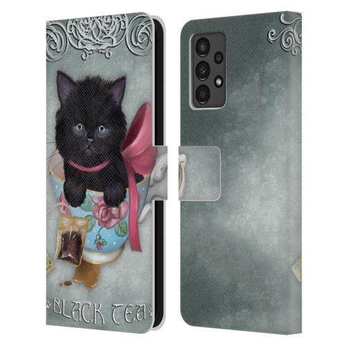 Ash Evans Black Cats Tea Leather Book Wallet Case Cover For Samsung Galaxy A13 (2022)