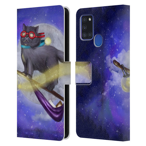 Ash Evans Black Cats Fly By Leather Book Wallet Case Cover For Samsung Galaxy A21s (2020)