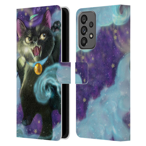 Ash Evans Black Cats Poof! Leather Book Wallet Case Cover For Samsung Galaxy A73 5G (2022)