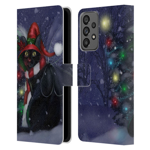 Ash Evans Black Cats Yuletide Cheer Leather Book Wallet Case Cover For Samsung Galaxy A73 5G (2022)