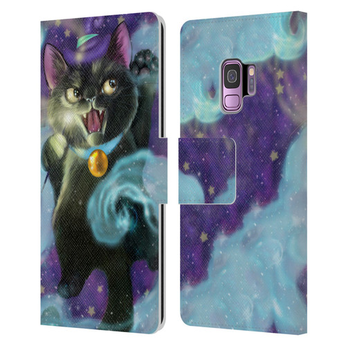 Ash Evans Black Cats Poof! Leather Book Wallet Case Cover For Samsung Galaxy S9