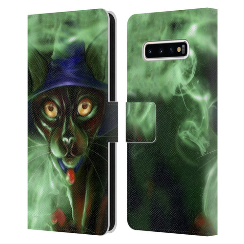 Ash Evans Black Cats Conjuring Magic Leather Book Wallet Case Cover For Samsung Galaxy S10+ / S10 Plus