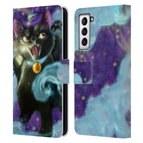 Ash Evans Black Cats Poof! Leather Book Wallet Case Cover For Samsung Galaxy S21 5G