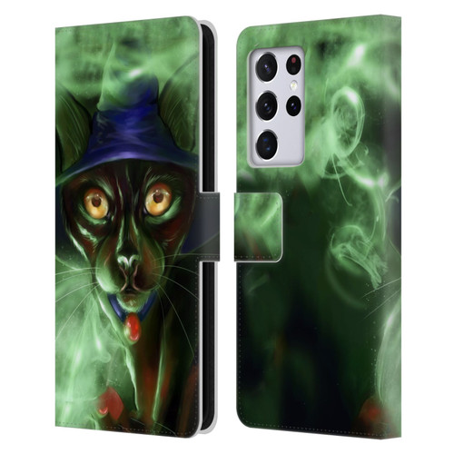 Ash Evans Black Cats Conjuring Magic Leather Book Wallet Case Cover For Samsung Galaxy S21 Ultra 5G