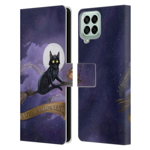Ash Evans Black Cats Happy Halloween Leather Book Wallet Case Cover For Samsung Galaxy M53 (2022)
