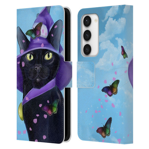 Ash Evans Black Cats Butterfly Sky Leather Book Wallet Case Cover For Samsung Galaxy S23 5G