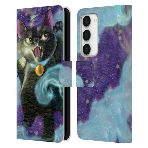 Ash Evans Black Cats Poof! Leather Book Wallet Case Cover For Samsung Galaxy S23 5G