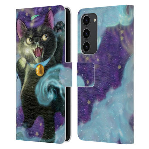 Ash Evans Black Cats Poof! Leather Book Wallet Case Cover For Samsung Galaxy S23+ 5G
