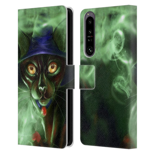 Ash Evans Black Cats Conjuring Magic Leather Book Wallet Case Cover For Sony Xperia 1 IV
