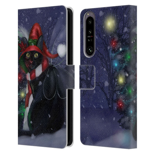 Ash Evans Black Cats Yuletide Cheer Leather Book Wallet Case Cover For Sony Xperia 1 IV