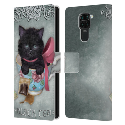 Ash Evans Black Cats Tea Leather Book Wallet Case Cover For Xiaomi Redmi Note 9 / Redmi 10X 4G