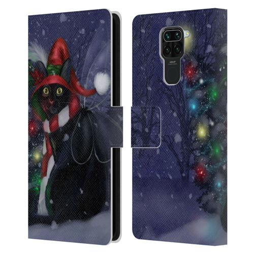 Ash Evans Black Cats Yuletide Cheer Leather Book Wallet Case Cover For Xiaomi Redmi Note 9 / Redmi 10X 4G