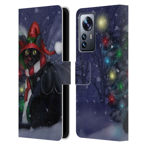 Ash Evans Black Cats Yuletide Cheer Leather Book Wallet Case Cover For Xiaomi 12 Pro