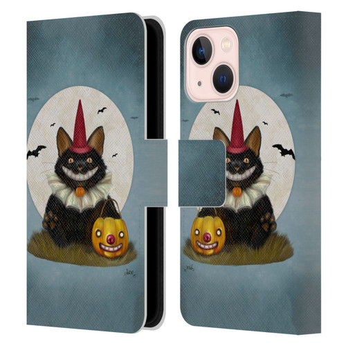 Ash Evans Black Cats 2 Party Cat Leather Book Wallet Case Cover For Apple iPhone 13 Mini