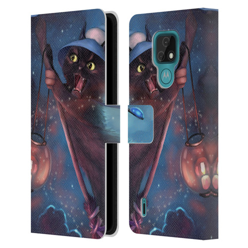 Ash Evans Black Cats 2 Magical Leather Book Wallet Case Cover For Motorola Moto E7