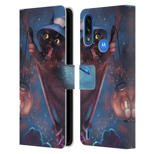 Ash Evans Black Cats 2 Magical Leather Book Wallet Case Cover For Motorola Moto E7 Power / Moto E7i Power