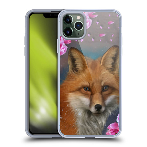 Ash Evans Animals Fox Peonies Soft Gel Case for Apple iPhone 11 Pro Max