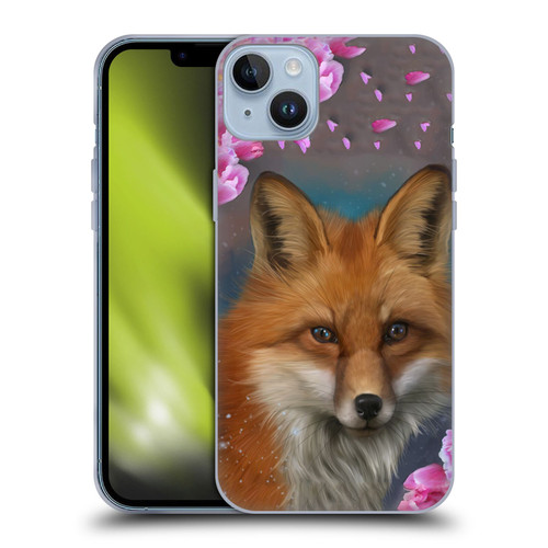 Ash Evans Animals Fox Peonies Soft Gel Case for Apple iPhone 14 Plus