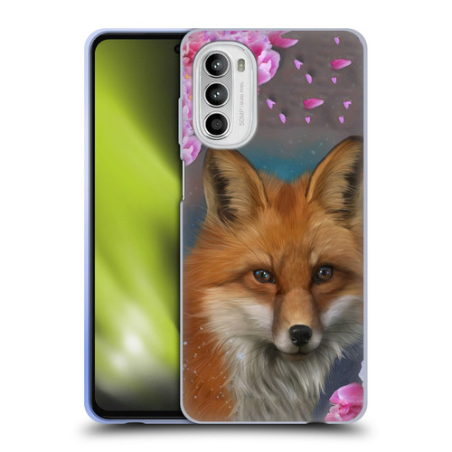 Ash Evans Animals Fox Peonies Soft Gel Case for Motorola Moto G52