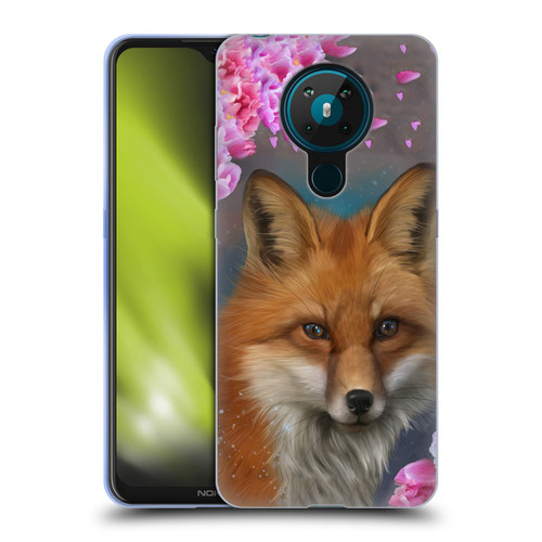 Ash Evans Animals Fox Peonies Soft Gel Case for Nokia 5.3