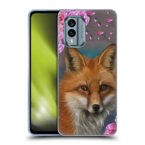 Ash Evans Animals Fox Peonies Soft Gel Case for Nokia X30