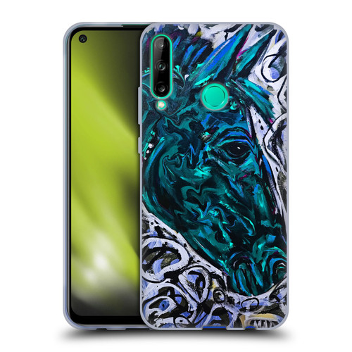 Mad Dog Art Gallery Animals Blue Horse Soft Gel Case for Huawei P40 lite E