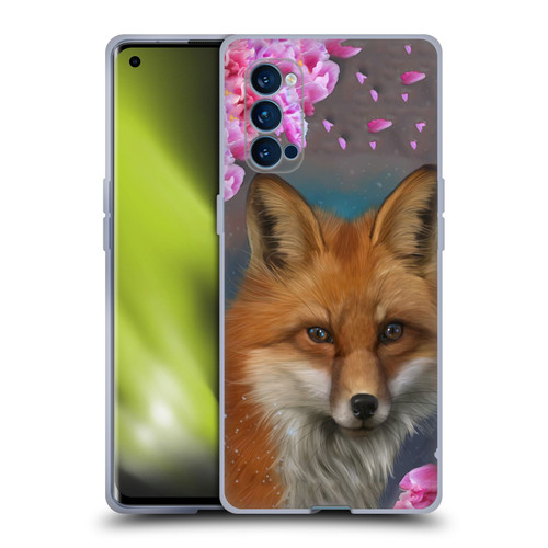 Ash Evans Animals Fox Peonies Soft Gel Case for OPPO Reno 4 Pro 5G
