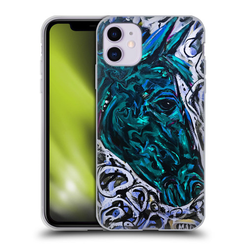 Mad Dog Art Gallery Animals Blue Horse Soft Gel Case for Apple iPhone 11
