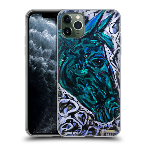 Mad Dog Art Gallery Animals Blue Horse Soft Gel Case for Apple iPhone 11 Pro Max