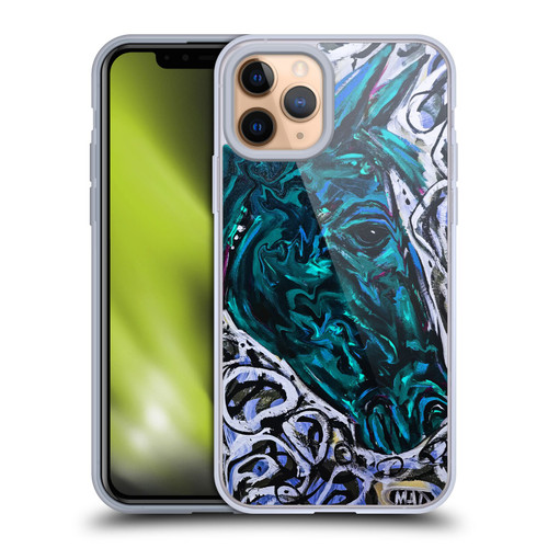 Mad Dog Art Gallery Animals Blue Horse Soft Gel Case for Apple iPhone 11 Pro