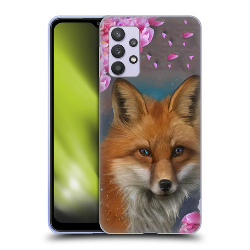 Ash Evans Animals Fox Peonies Soft Gel Case for Samsung Galaxy A32 5G / M32 5G (2021)