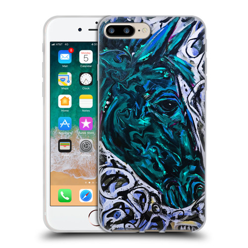 Mad Dog Art Gallery Animals Blue Horse Soft Gel Case for Apple iPhone 7 Plus / iPhone 8 Plus