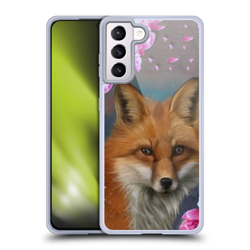 Ash Evans Animals Fox Peonies Soft Gel Case for Samsung Galaxy S21+ 5G