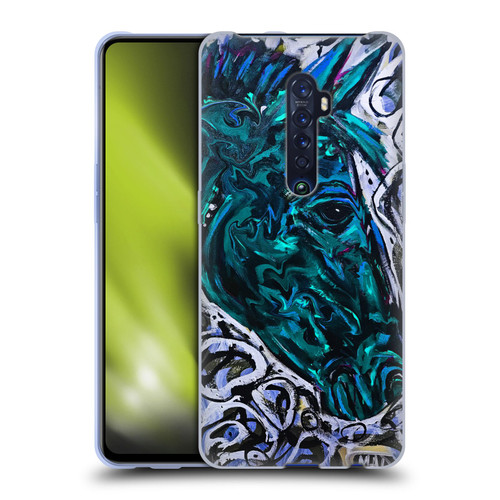Mad Dog Art Gallery Animals Blue Horse Soft Gel Case for OPPO Reno 2