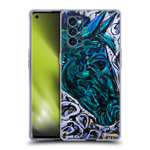 Mad Dog Art Gallery Animals Blue Horse Soft Gel Case for OPPO Reno 4 Pro 5G