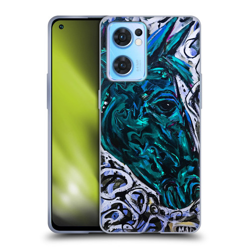 Mad Dog Art Gallery Animals Blue Horse Soft Gel Case for OPPO Reno7 5G / Find X5 Lite