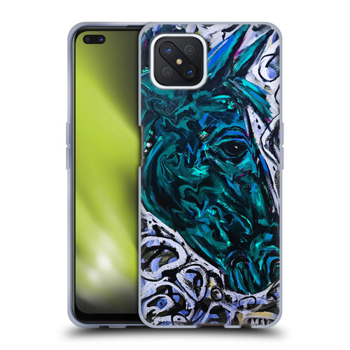 Mad Dog Art Gallery Animals Blue Horse Soft Gel Case for OPPO Reno4 Z 5G