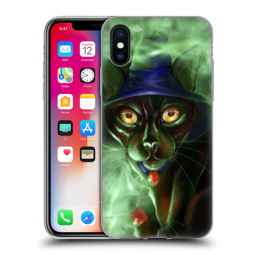 Ash Evans Black Cats Conjuring Magic Soft Gel Case for Apple iPhone X / iPhone XS