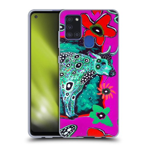 Mad Dog Art Gallery Animals Cosmic Cow Soft Gel Case for Samsung Galaxy A21s (2020)