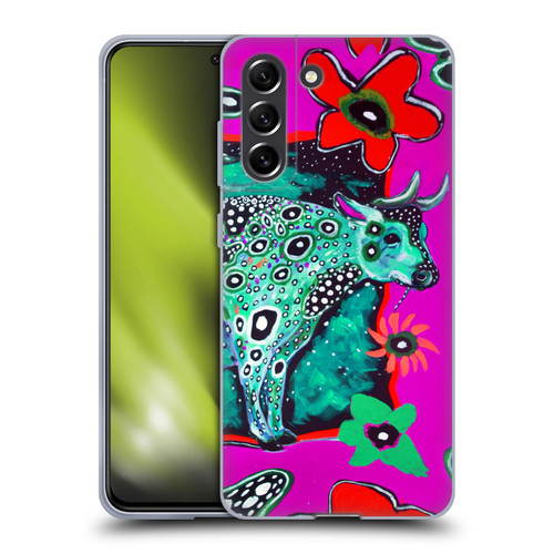 Mad Dog Art Gallery Animals Cosmic Cow Soft Gel Case for Samsung Galaxy S21 FE 5G