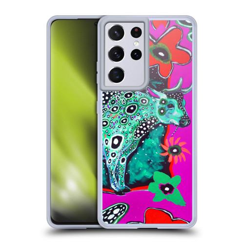 Mad Dog Art Gallery Animals Cosmic Cow Soft Gel Case for Samsung Galaxy S21 Ultra 5G