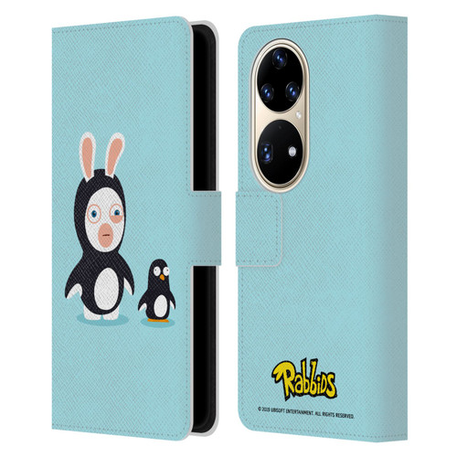 Rabbids Costumes Penguin Leather Book Wallet Case Cover For Huawei P50 Pro