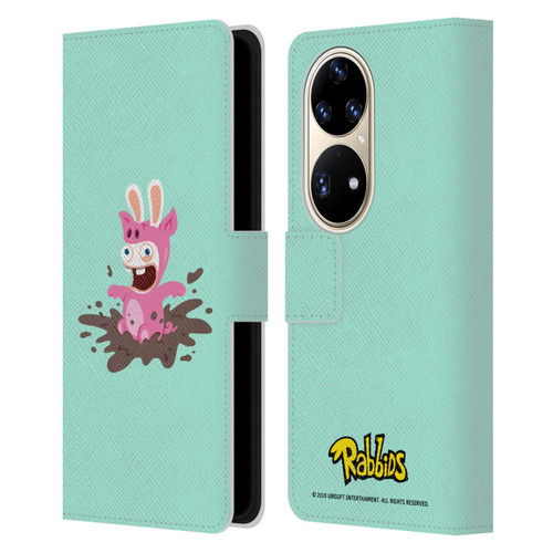 Rabbids Costumes Pig Leather Book Wallet Case Cover For Huawei P50 Pro