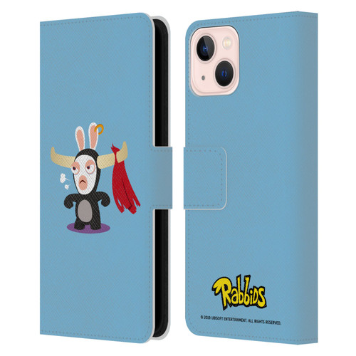 Rabbids Costumes Bull Leather Book Wallet Case Cover For Apple iPhone 13