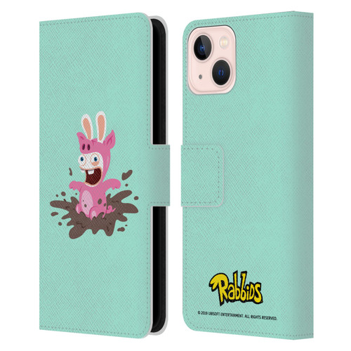 Rabbids Costumes Pig Leather Book Wallet Case Cover For Apple iPhone 13