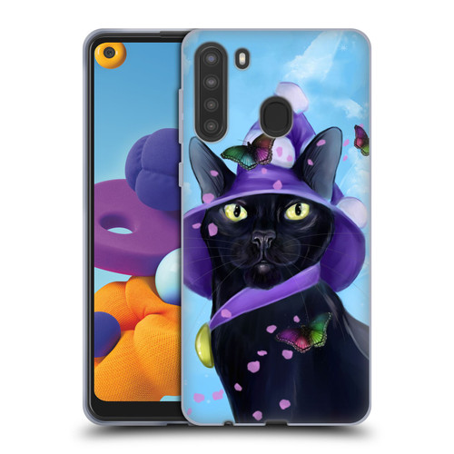 Ash Evans Black Cats Butterfly Sky Soft Gel Case for Samsung Galaxy A21 (2020)