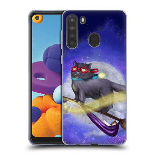 Ash Evans Black Cats Night Fly Soft Gel Case for Samsung Galaxy A21 (2020)