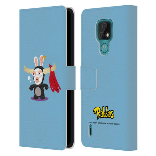Rabbids Costumes Bull Leather Book Wallet Case Cover For Motorola Moto E7