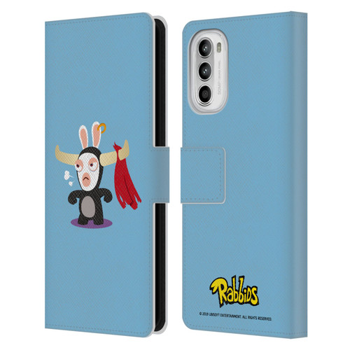 Rabbids Costumes Bull Leather Book Wallet Case Cover For Motorola Moto G52