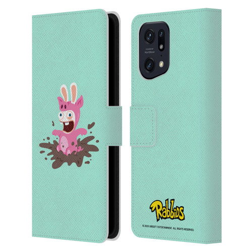 Rabbids Costumes Pig Leather Book Wallet Case Cover For OPPO Find X5